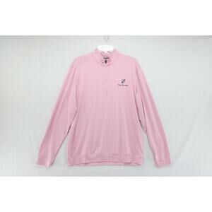 Johnnie-O Quarter Zip Performance Pullover Men's Medium Pink Striped The Quarry